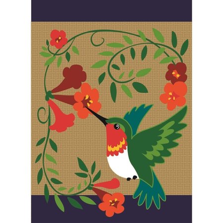 NUNC PATIO SUPPLIES 13 x 18 in. Hummingbird Burlap Garden Flag NU2563607